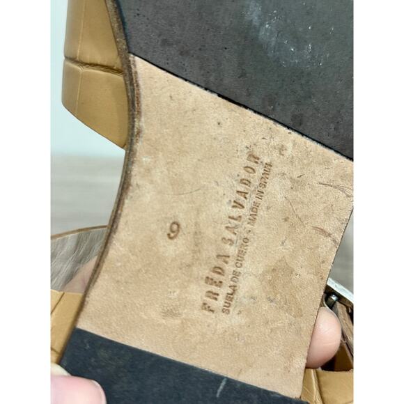 Freda Salvador Sera Leather Ankle Strap Fisherman Sandals Beige Womens Size US 9 - Picture 5 of 6